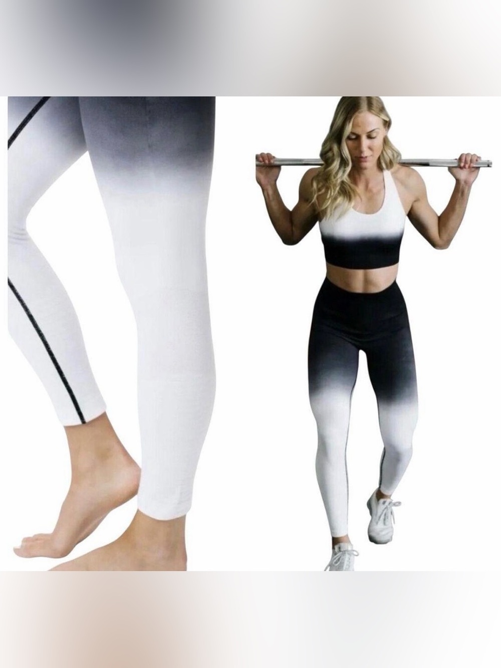 Zyia Active Ombré Black & White Set NWT